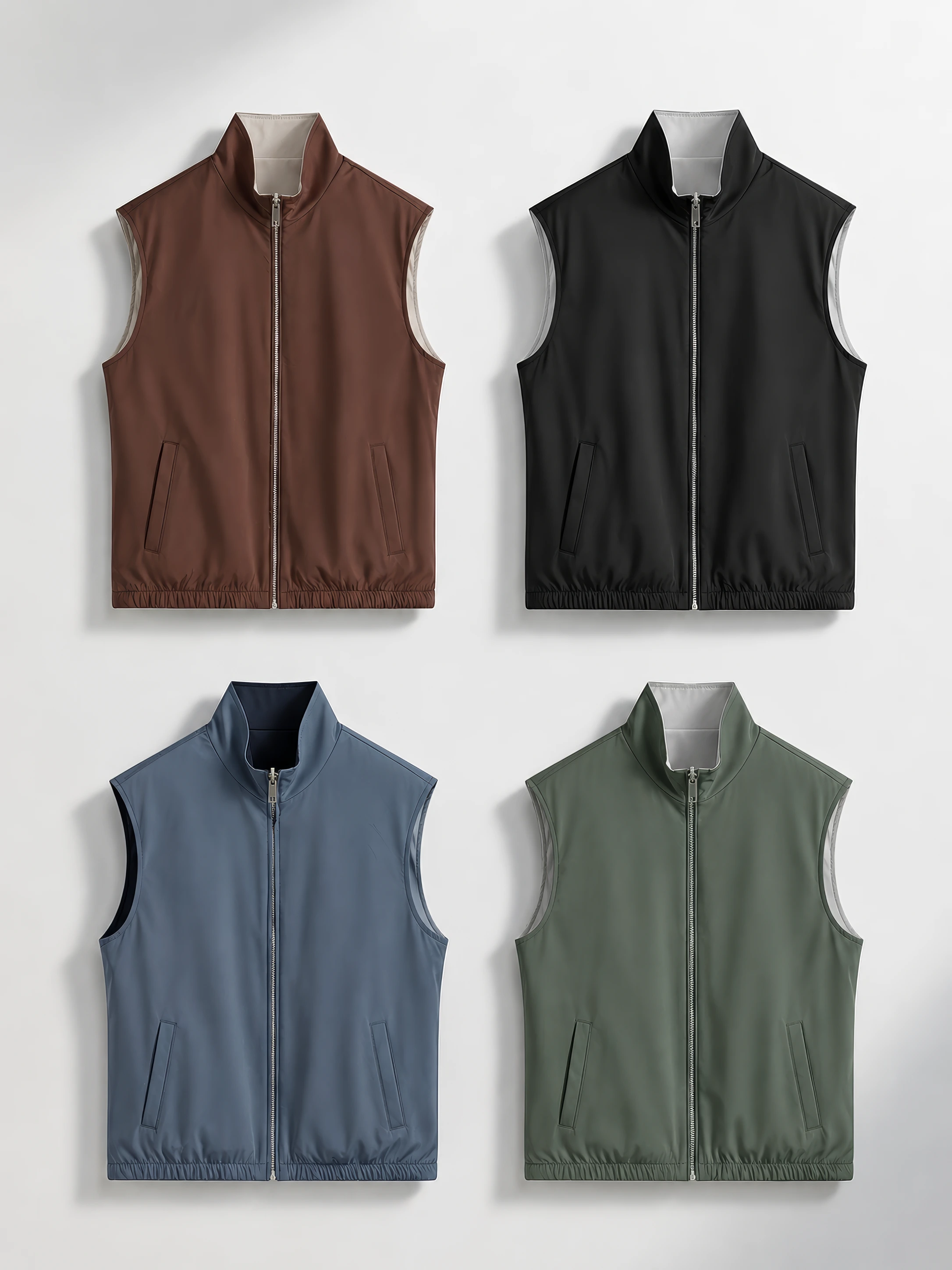 Les 4 coloris de la veste sans manches réversible NÉRO